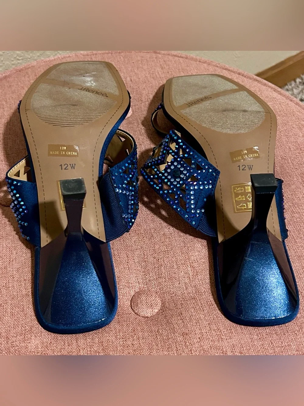 J.Renee Blue Jeweled Open-Toe Heeled Sandals